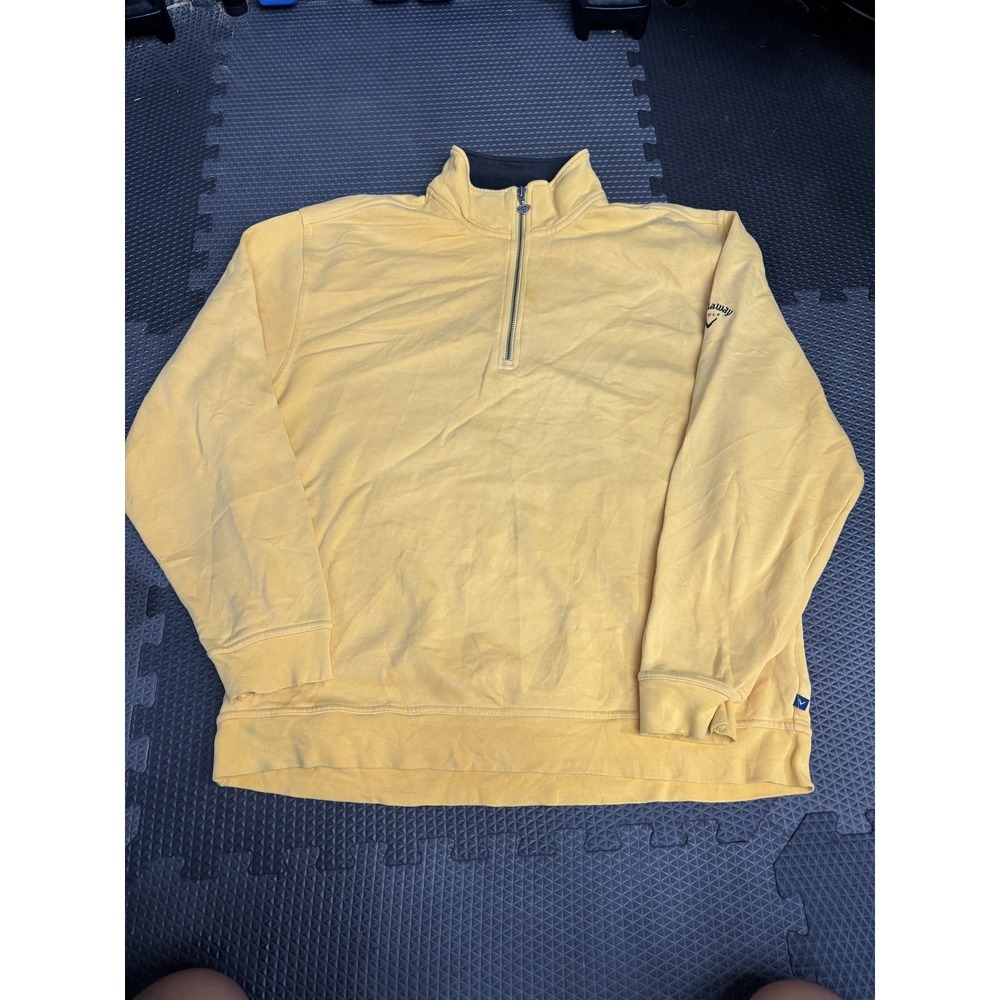 Callaway Golf Men's XL Yellow 1/4 Zip Pullover Activewear Fleece Sweatshirt Top